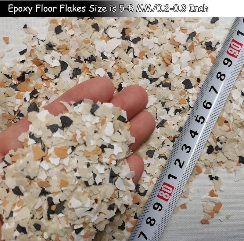 Alkrogiha Epoxy Flakes for Flooring, 450G Decorative Color Chips for Concrete, Epoxy Resin and Countertops, Durable - Black, White, Faint Yellow, Khaki - Image 2